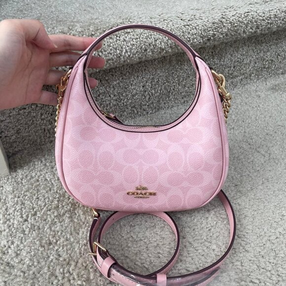 Coach Carmen Mini Crossbody Bag In Signature Canvas Powder Pink Purse CAM83 - Picture 1 of 5